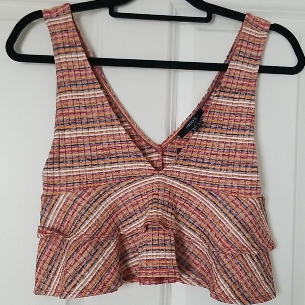 Multi Color Ruffle Crop Top